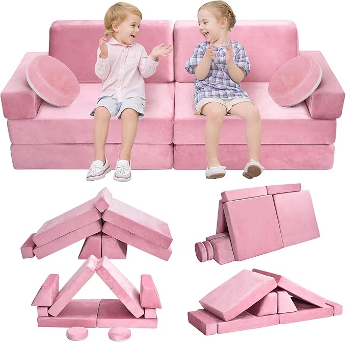 10Pcs Kids Play Couch, Toddler Sofa, Modular Kids Couch by whifee