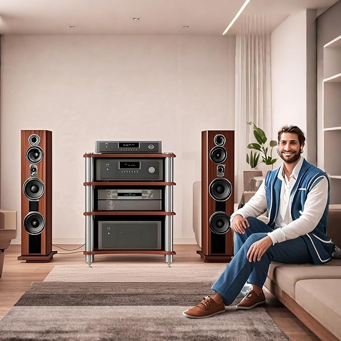 4-Tier AV Media Stand, Stereo Racks and Stands, Video Component Cabinet Audio - Image 3