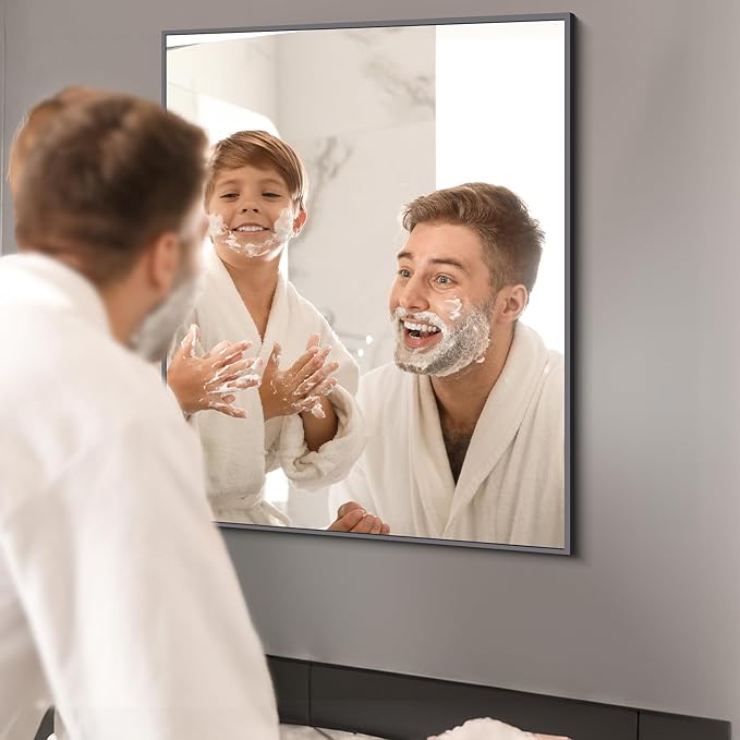 KOCUUY 30x36 Inch Large Black Wall Mounted Mirror, Aluminum Framed Decorative - Image 7