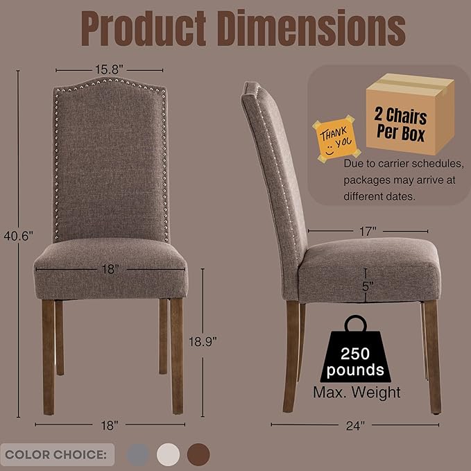 Stylish Upholstered Parsons Dining Chair Kitchen - Image 3
