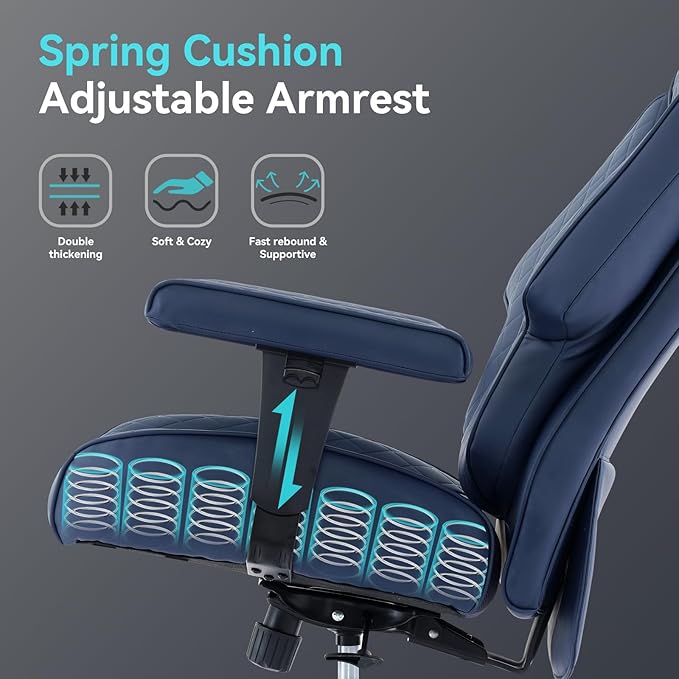 Big and Tall Office Chair with Footrest, PU Leather High Back Executive Office - Image 5