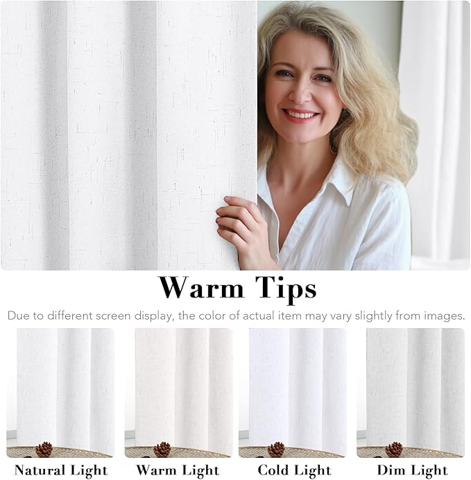 H.VERSAILTEX Pure White Curtains 96 inches Long, 100% Blackout Curtains - Image 3