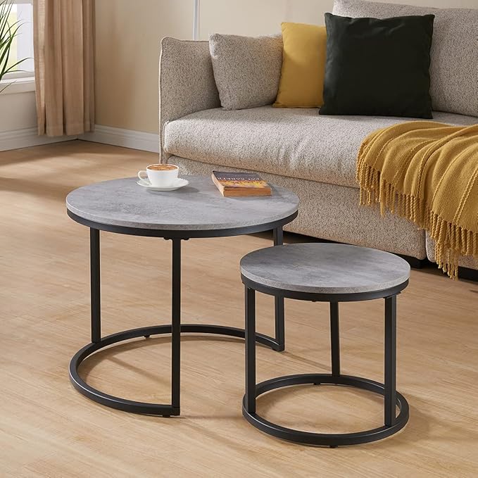 CENSI 24" Round Nesting Table, Accent Coffee Table, Space-Saving, Modern - Image 6