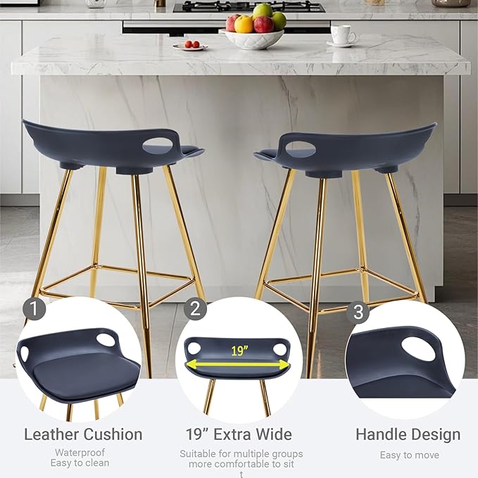 Sidanli Black Bar Stools, Barstool Set of 2, Counter Height Chairs - Image 5