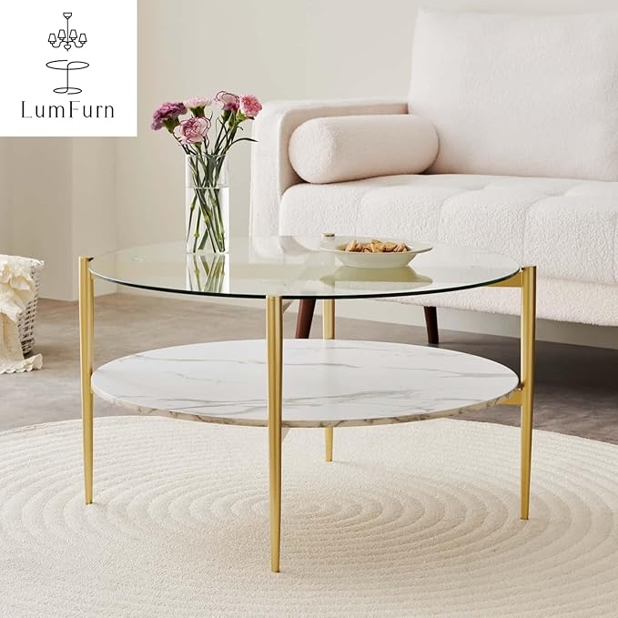 Round Coffee Table for Living Room, Mid-Century Modern Design, D30 x H17 - Image 6