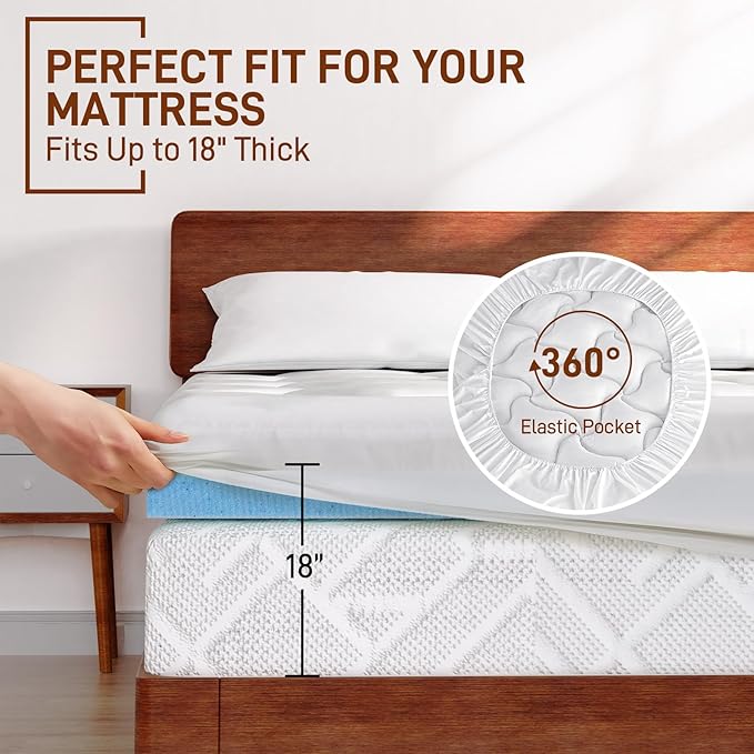 4 Inch Pillow Top Memory Foam Mattress Topper King, Dual Layer 2 Inch Gel - Image 3