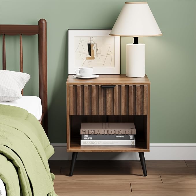 Nightstands, Walnut Fluted Night Stand, Mid Century Modern Nightstand, Bedside - Image 6