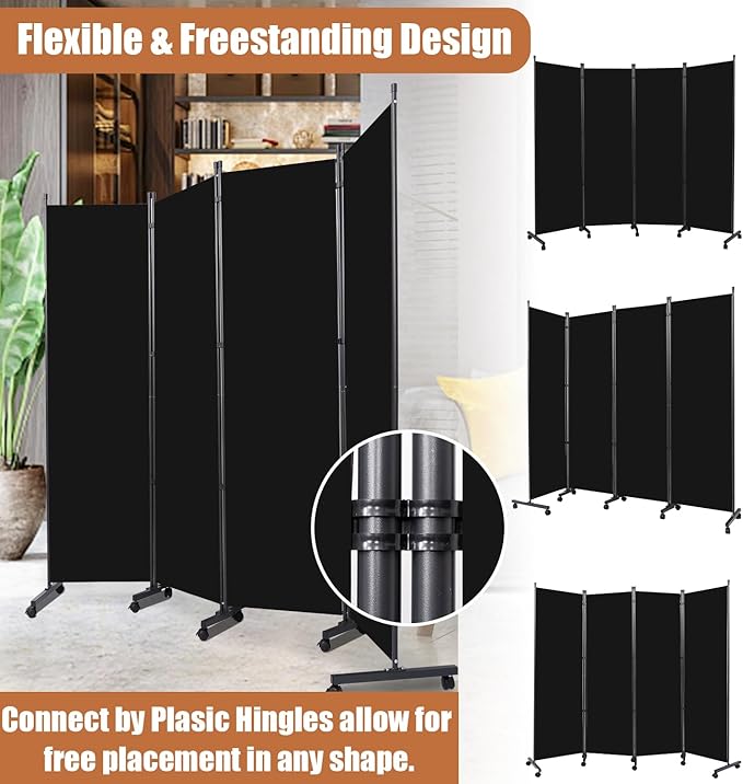 Room Divider Portable 88'' Partition Room Dividers and Folding Privacy Screens - Image 5