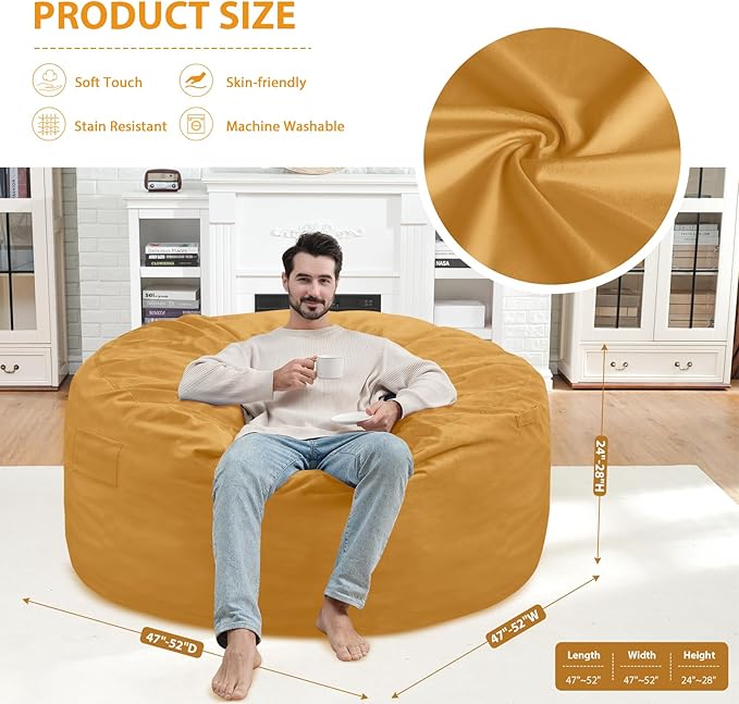 5FT Bean Bag Chair, Large Bean Bag Chairs - Image 3