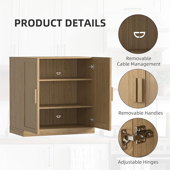 Buffet Cabinet, 4-Doors Sideboard Cabinet - Image 5