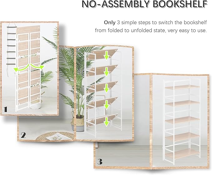 4NM No Assembly 5 Tiers Book Shelves, Living Room, Home Office - Image 6