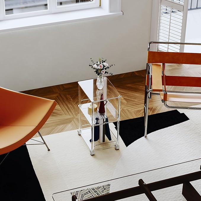 AQUIVER Acrylic Rolling Side Table - Image 7