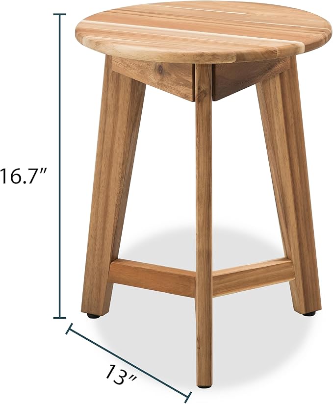 Round Side Table – Acacia Wood End Table - Image 3