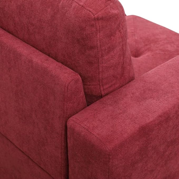 Red L-Shaped 3-Piece Flannelette Sofa - Image 5