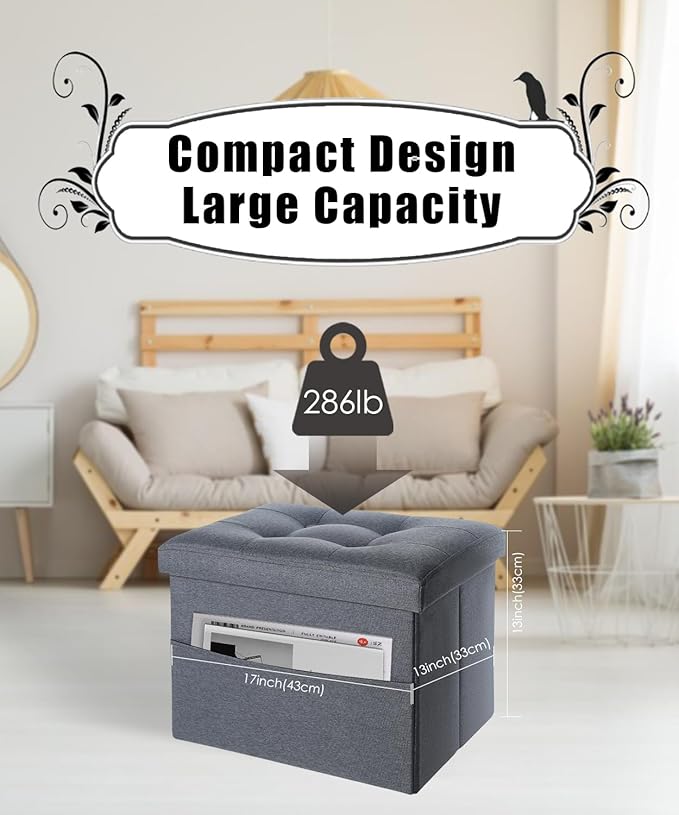 Ottoman Storage Ottoman Foot Rest Stool Foldable Bench - Image 2