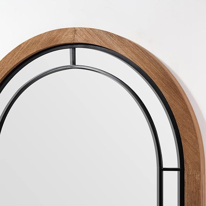 blue page Arched Mirror, Farmhouse Wall Decor Accent, Rustic Wood Framed Mirror - Image 8