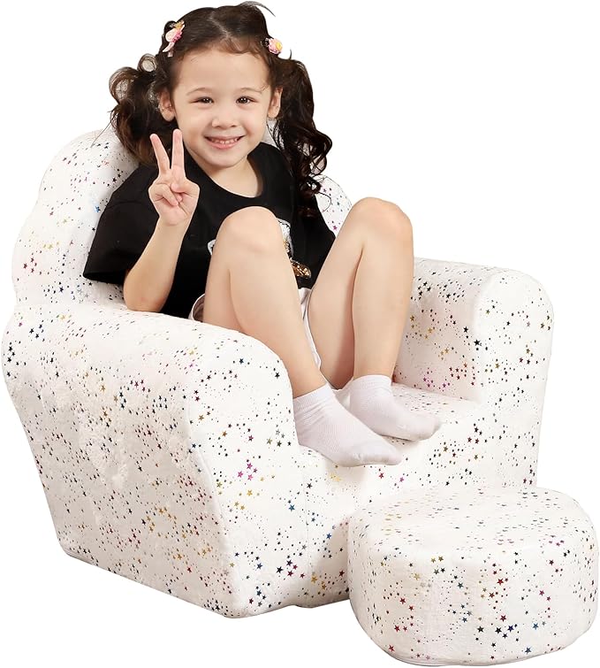 Kids Sofa with Ottoman, Shell-Like Sofa by MOMCAYWEX