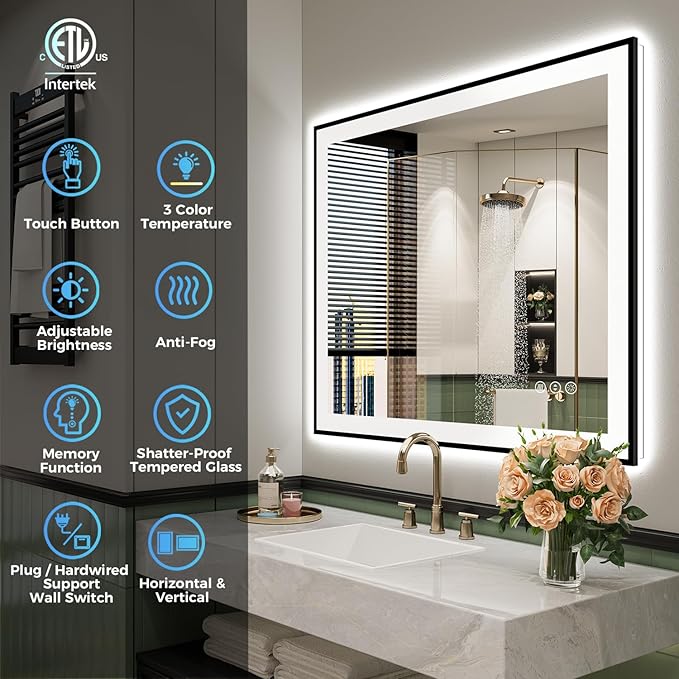 40x30 Inch LED Bathroom Mirror - Image 2