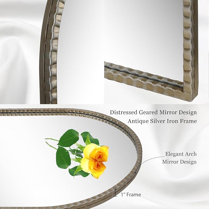 24"x36" Antique Silver Arch Mirror - Image 3