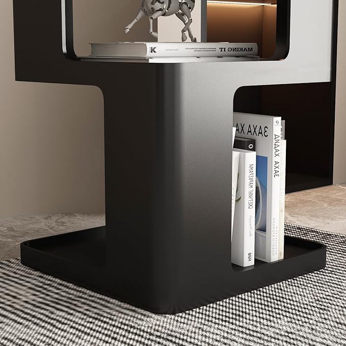 Black Side Table, Modern Nightstand Metal End Table - Image 7