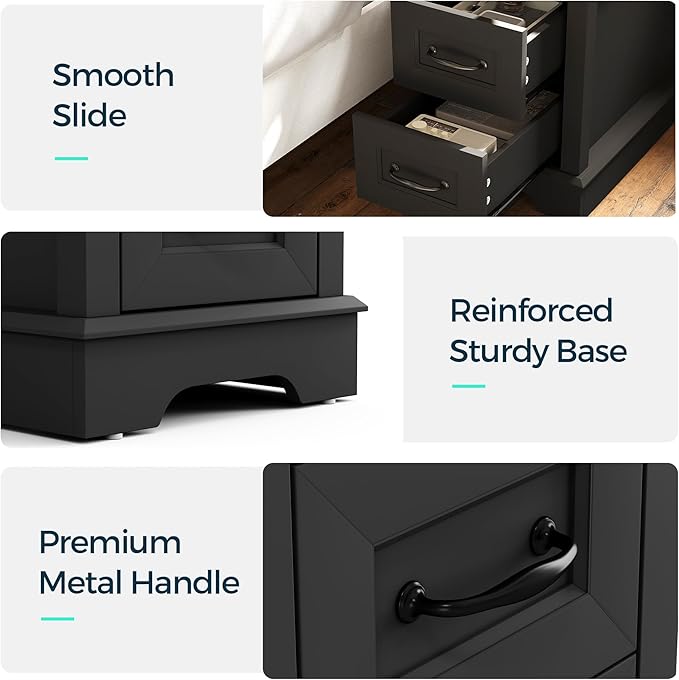 LINSY HOME End Table with Charging Station, Narrow Sofa Couch Side Table with - Image 6