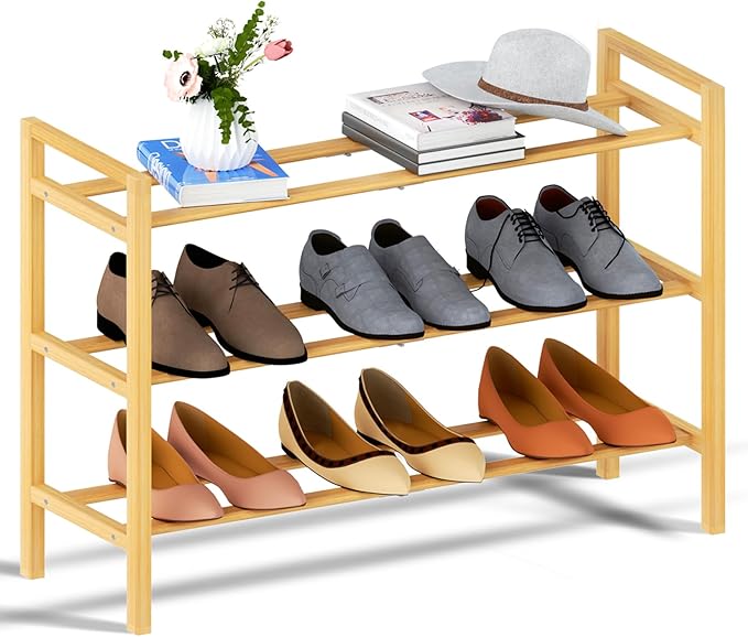 Haddockway Bamboo Shoe Rack for Closet, Free Standing Shoe Organizer by Haddockway