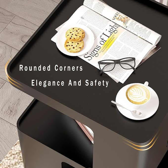 Metal Black Nightstands, Modern Side Table - Image 4