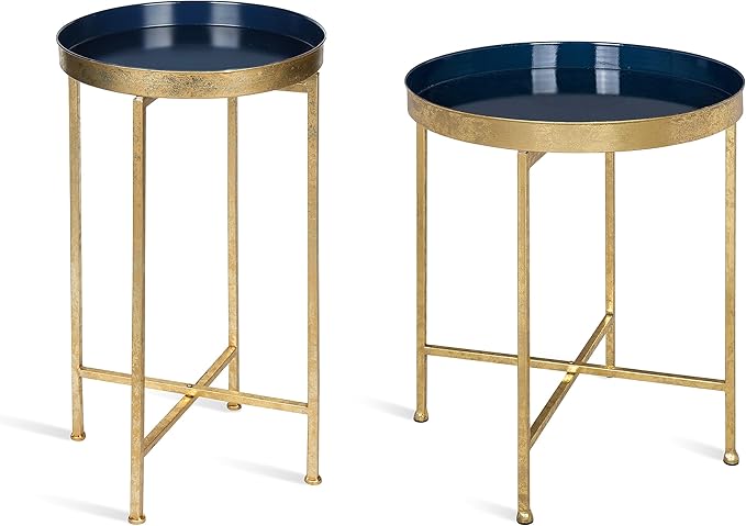Kate and Laurel Celia Round Metal Foldable Tray Accent Table - Image 8