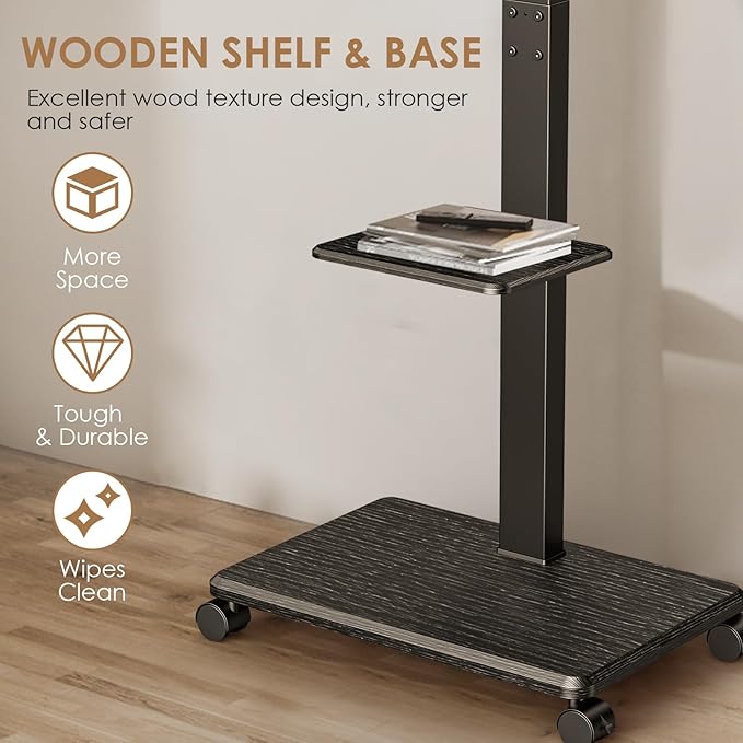 Mobile TV Stand with Wheels, Swivel Rolling TV Stand - Image 8