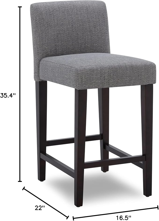 CHITA Counter Height Bar Stools Set of 2, Fabric in Fog Grey - Image 3
