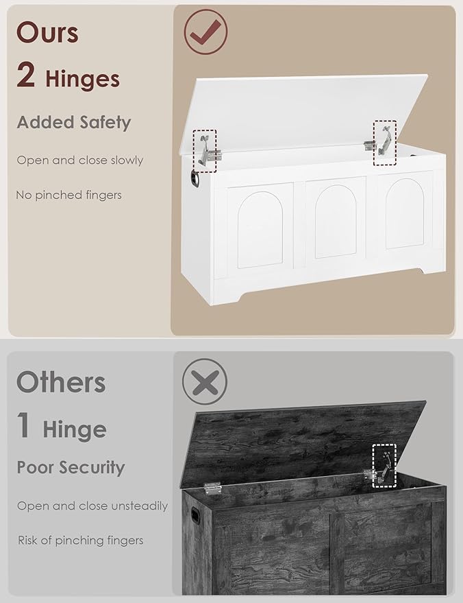 DINZI LVJ Storage Chest, 39.4”Wooden Storage Box - Image 4