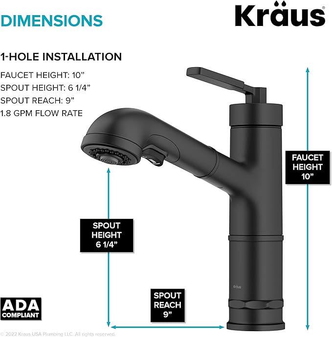 KRAUS Allyn Pull-Out Single Handle Kitchen Faucet in Matte Black, KPF-4103MB - Image 5