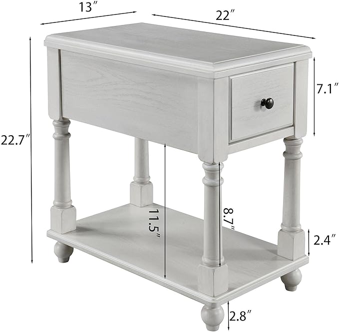 LEEMTORIG Solid Wood End Table Narrow Side Table - Image 3