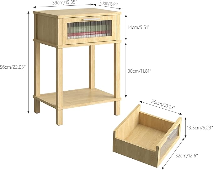 Nightstand Wooden Bedside Table - Image 3