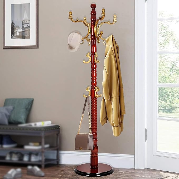 73" Wooden Coat Rack Stand, Coat Racks Freestanding by Unknown