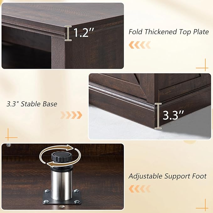 66" Farmhouse TV Stand for 75 Inch TVs, Rustic Media Console Table Storage - Image 8