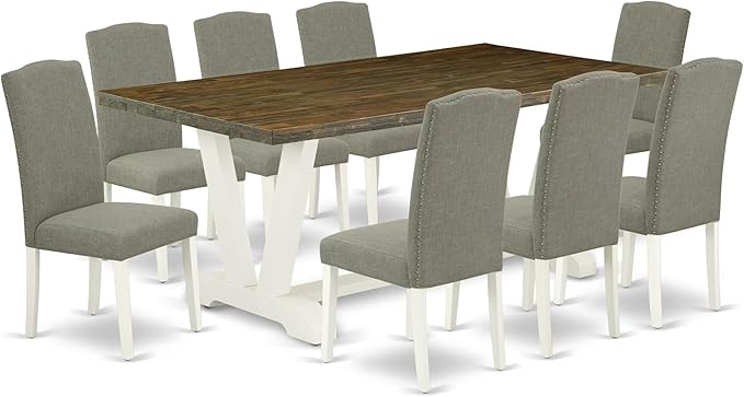East West Furniture V077EN206-9 9 Piece Modern Dining Table Set Includes a by EastWestFurniture