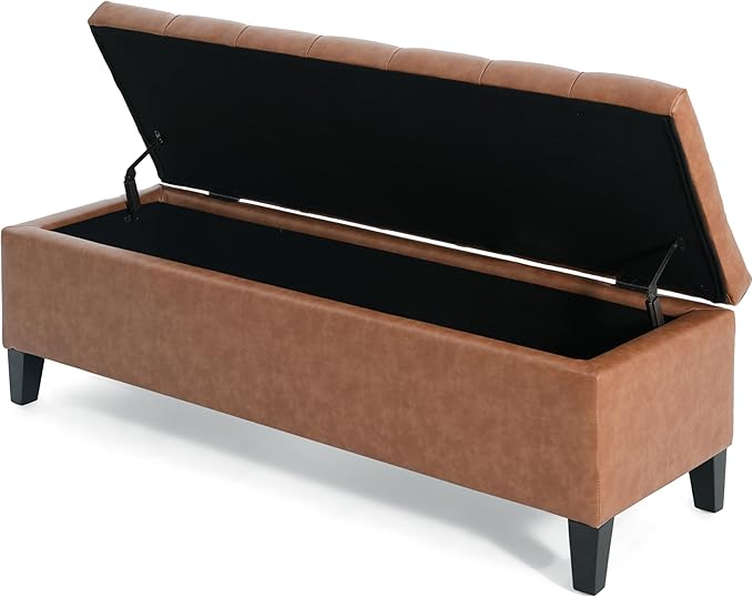 Christopher Knight Home Ottilie PU Leather Storage Ottoman Bench, Wooden - Image 12