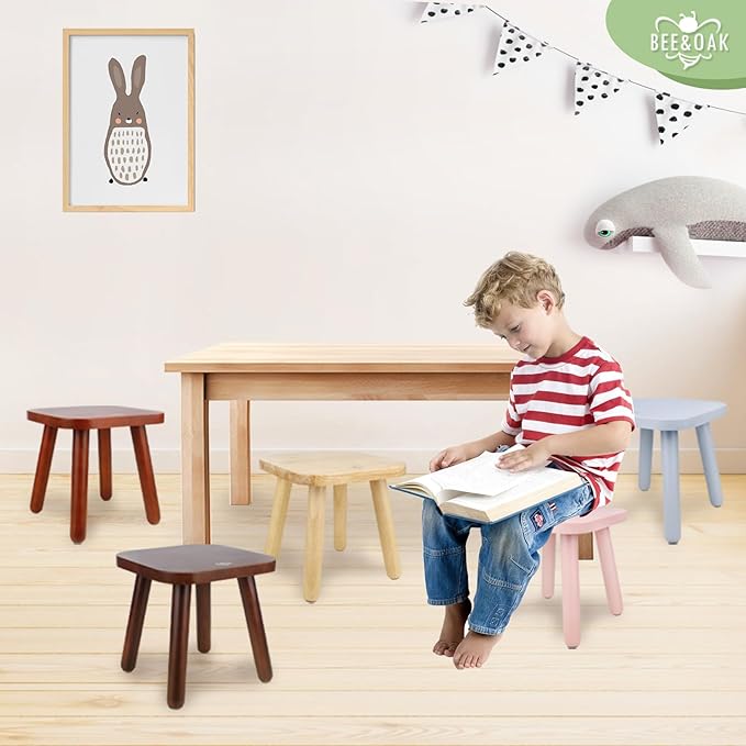 BEE&OAK Wooden Step Stools for Adults, Solid Rubber Wood Non-Slip Step Foot - Image 6