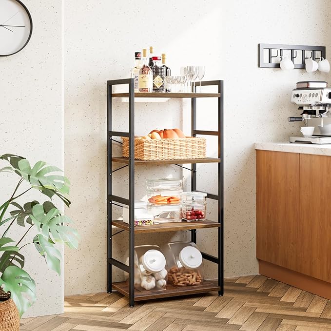 NUMENN 4 Tier Small Bookshelf, Industrial Bookcase Shelf Storage Organizer - Image 4