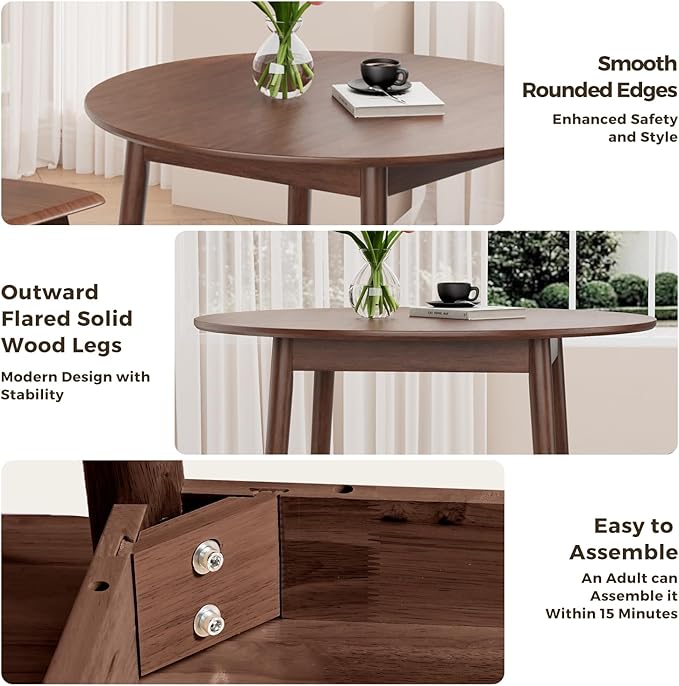 DELAVIN 31.5" Solid Wood Round Dining Table - Image 6