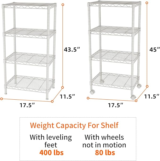 SINGAYE 4 Small Shelves Storage Shelf Wire Shelving Unit Metal Shelf Adjustable - Image 3