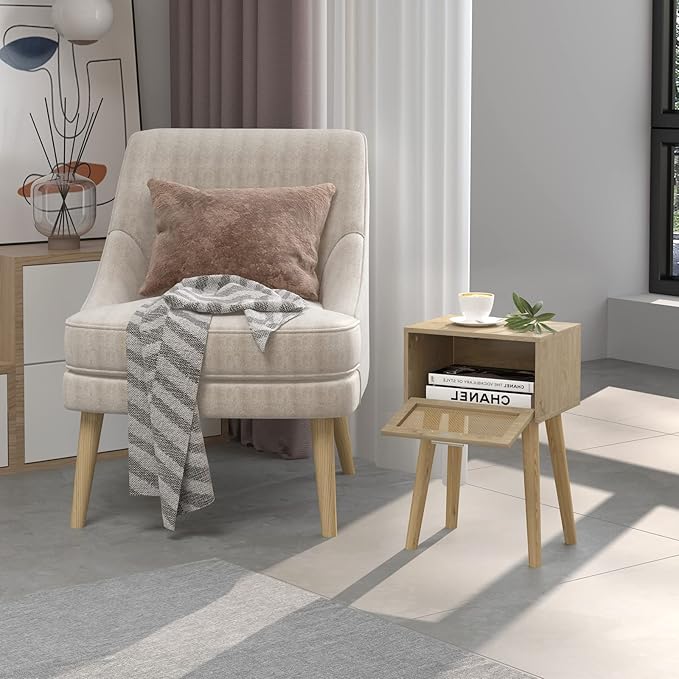 LAATOOREE Bedside Table Set of 2, Boho End Table - Image 2
