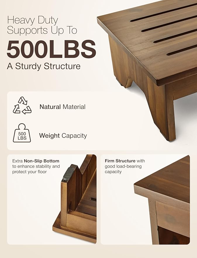 HOLANA 6.5" Wooden Step Stool for Adults - Image 3