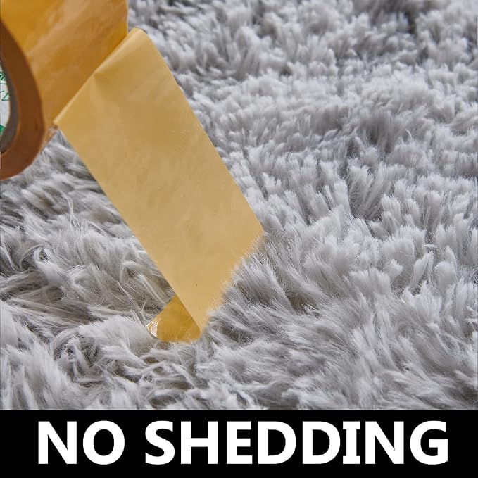FJZFING Tie-Dyed Light Grey Round Rug Ultra-Soft Plush Modern 7x7 Circle Area - Image 4