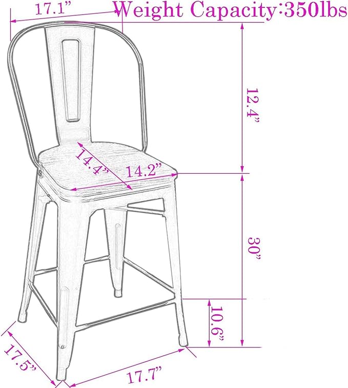 Changjie Furniture 30 Inches Metal Barstools Set of 4 Counter Height Bar Stools - Image 8