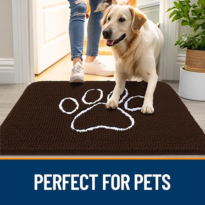 OLANLY Door Mat for Muddy Dog Paws 59x24, Ultra Absorbent Chenille Mud Doormat - Image 6