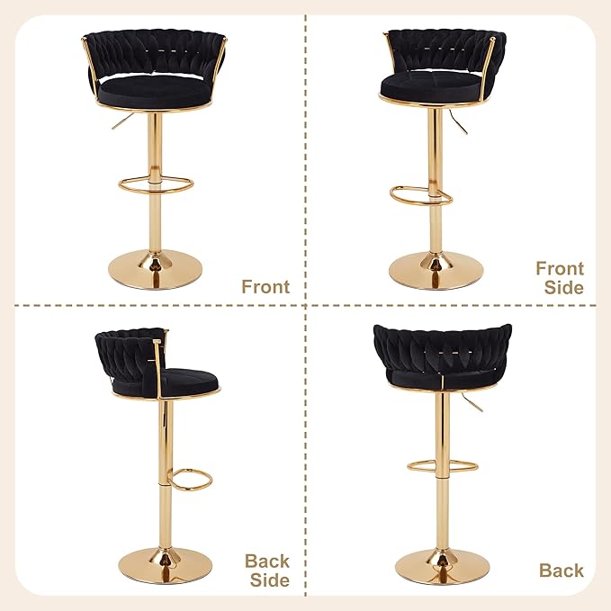 VECELO Bar Stools Set of 2, Adjustable Barstools Counter Height Stools - Image 7