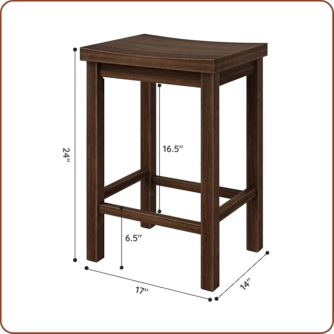Grain & Grove Smith Collection Solid Wood Counter Height Bar Stool, 24-Inch - Image 2
