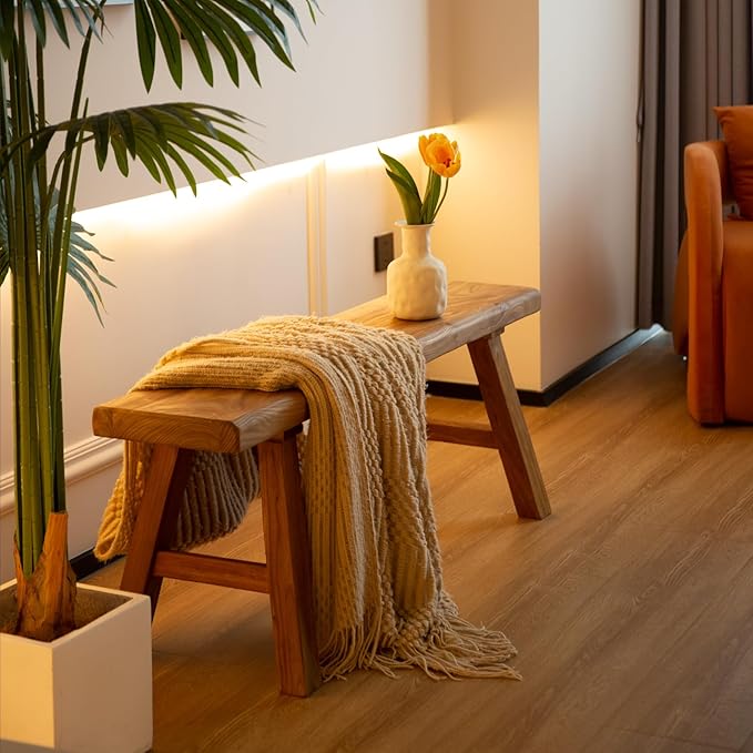 Wooden Bench Indoor – Rustic Farmhouse Narrow Entryway Bench - Image 7